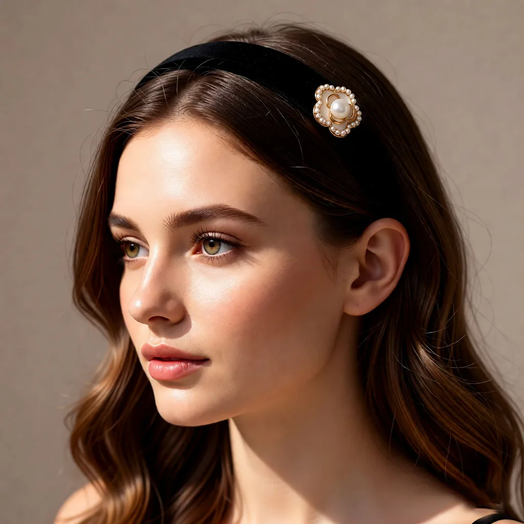 Vintage Pearl Velvet-Elegant Headband-2pc Amazon.com : Vintage Hairband Headpiece Hair Hoop Velvet  main image 2