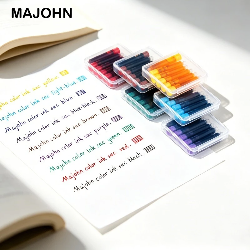 30/6 PCS Majohn 9 색 2.6/3.4mm 만년필 잉크 카트리지 Hongdian JINHAO 문구 사무용품 용 37mm 잉크