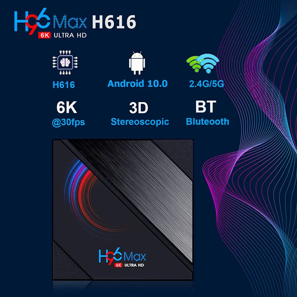 TV Box Android 10 H96 MAX H616 HD 6K 3D Media Player Bluetooth 4.0 Allwinner H61