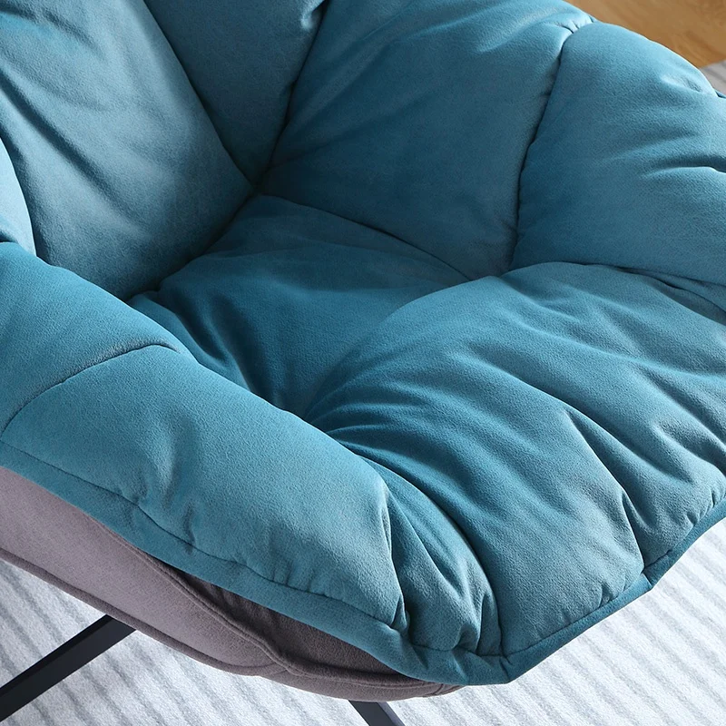 Padded Seat Coffee Chairs Lake Blue Swivel Chairs fabric Sofa For Balcony And Living Room