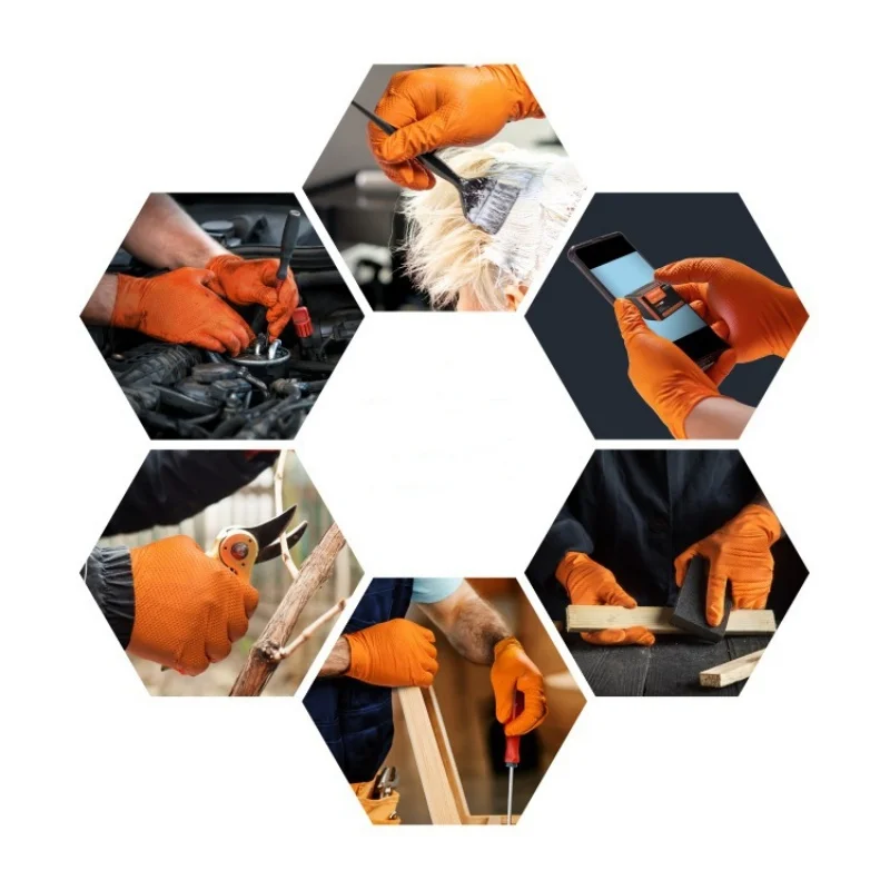 Multi-purpose Nitrile Gloves Mechanic Industrial Waterproof Safety Work Gloves 8.0g Diamond Non-slip Mechanics Repair