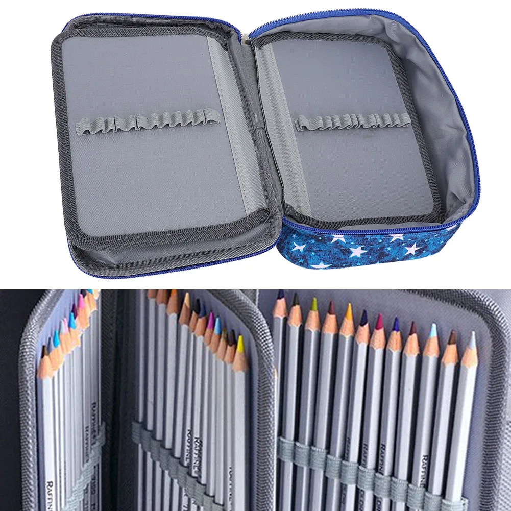 【New】72 Hole Multi Layer Large Capacity Pen Case Colored Pencil  Bag Student Art Supplies Pencil Holder
