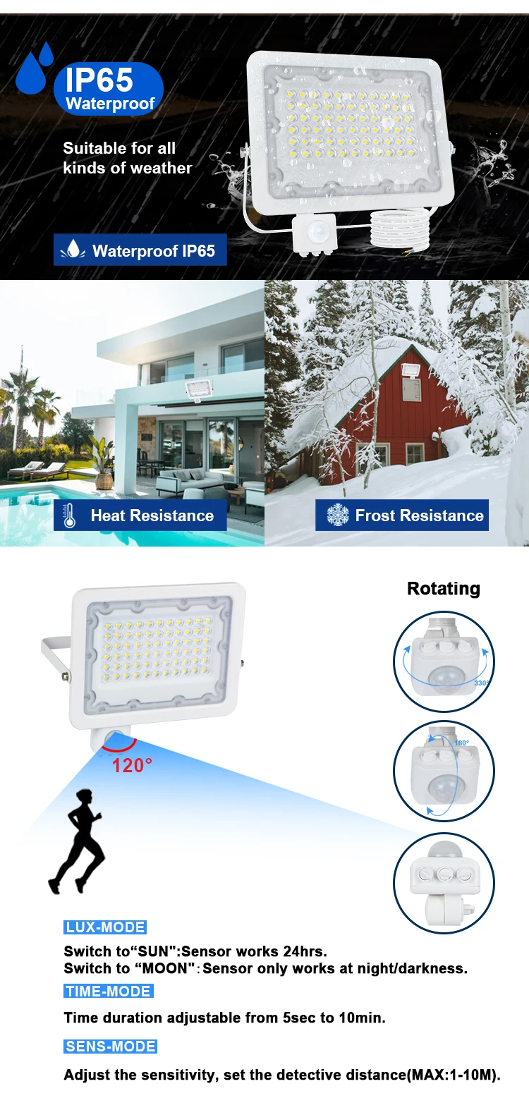 solar security light with motion sensor KCD 50W Outdoor Lighting Buitenlamp Met Sensor 220V Eclairage Exterieur Led White Luz Exterior Iluminação Led Lumiere Exterieur outside flood lights