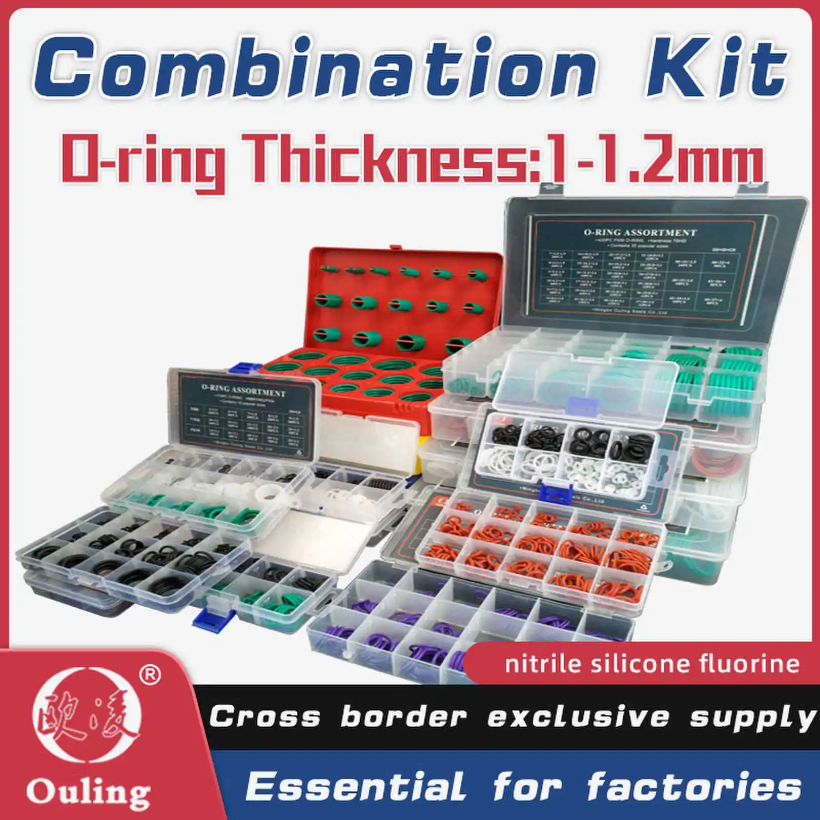 Boxcs1mm Boxcs1.2mm boxed nitrile silicone fluorine rubber repair kit sealing waterproof combination kit gasket o-ring faucet