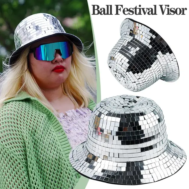 Disco Ball Hut Festival Visier Glitzer Spiegel Disco Ball Cap für Dj Club  Stage Bar Party Hochzeit Urlaub