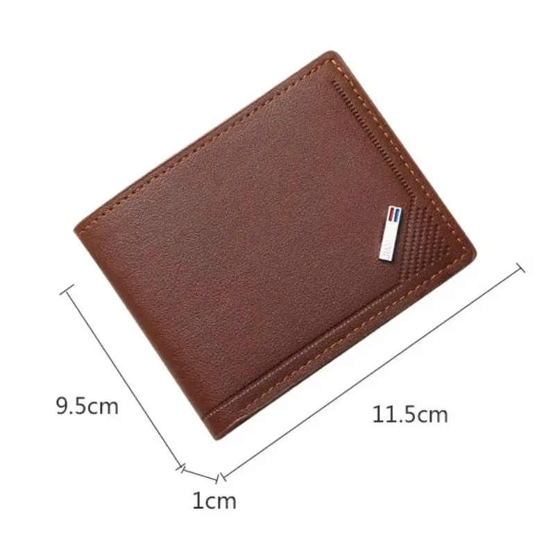 Men's Short Frosted Leather Wallet, Multi-Slot Coin Pocket Photo Holder Small Men's Wallet 6