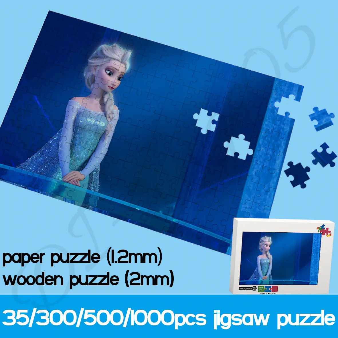 Disney 1000 Piece Puzzles for Adults Frozen Cartoon Films Elsa Princess Jigsaw Puzzles Educational Entertainment Toys for Kids