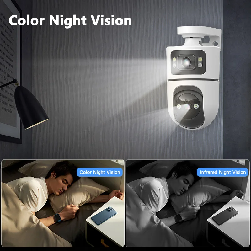FIRSTCCTV WiFi Indoor Smart Camera 3MP Dual Screen Lens 2.4G Infrared Night Vision Motion Detection Auto Track Two-Way Audio 5