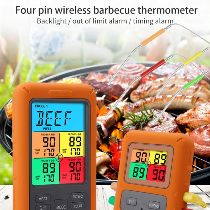 Wireless Thermometer for Grilling Smoking Digital Instant Read with 4-Probe  - AliExpress