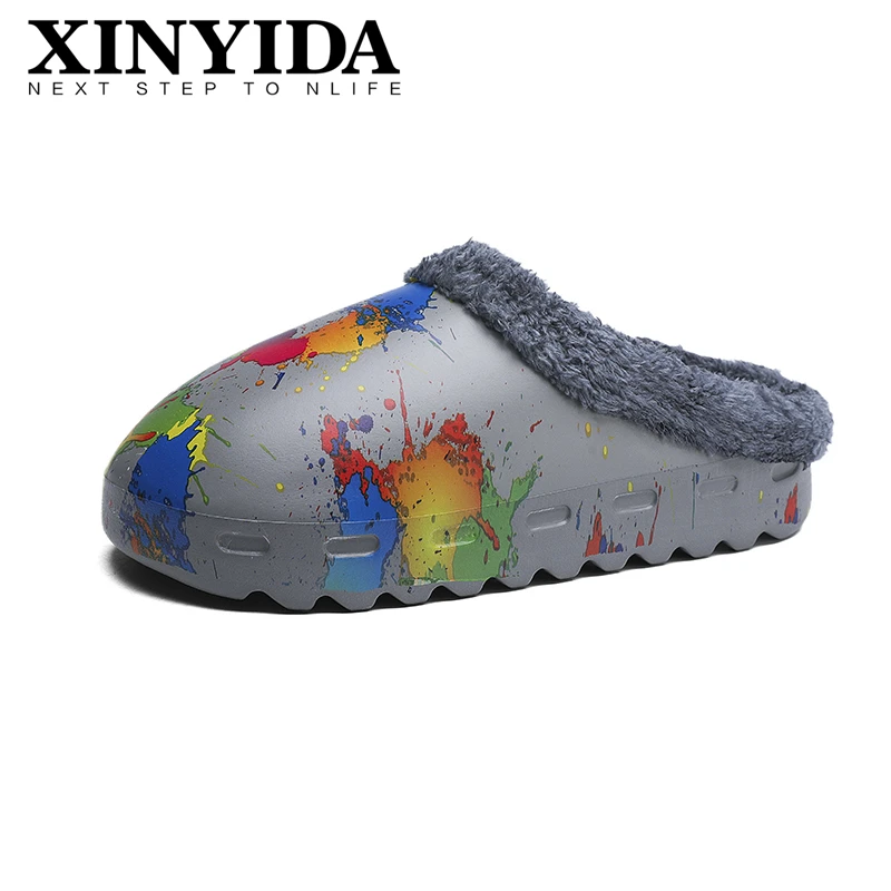 

2023 Unisex Winter YZY Fur Slides Slip On Keep Warm Home Cotton Shoes Lightweight Furry Slippers For Men Women Plus Size 33-46