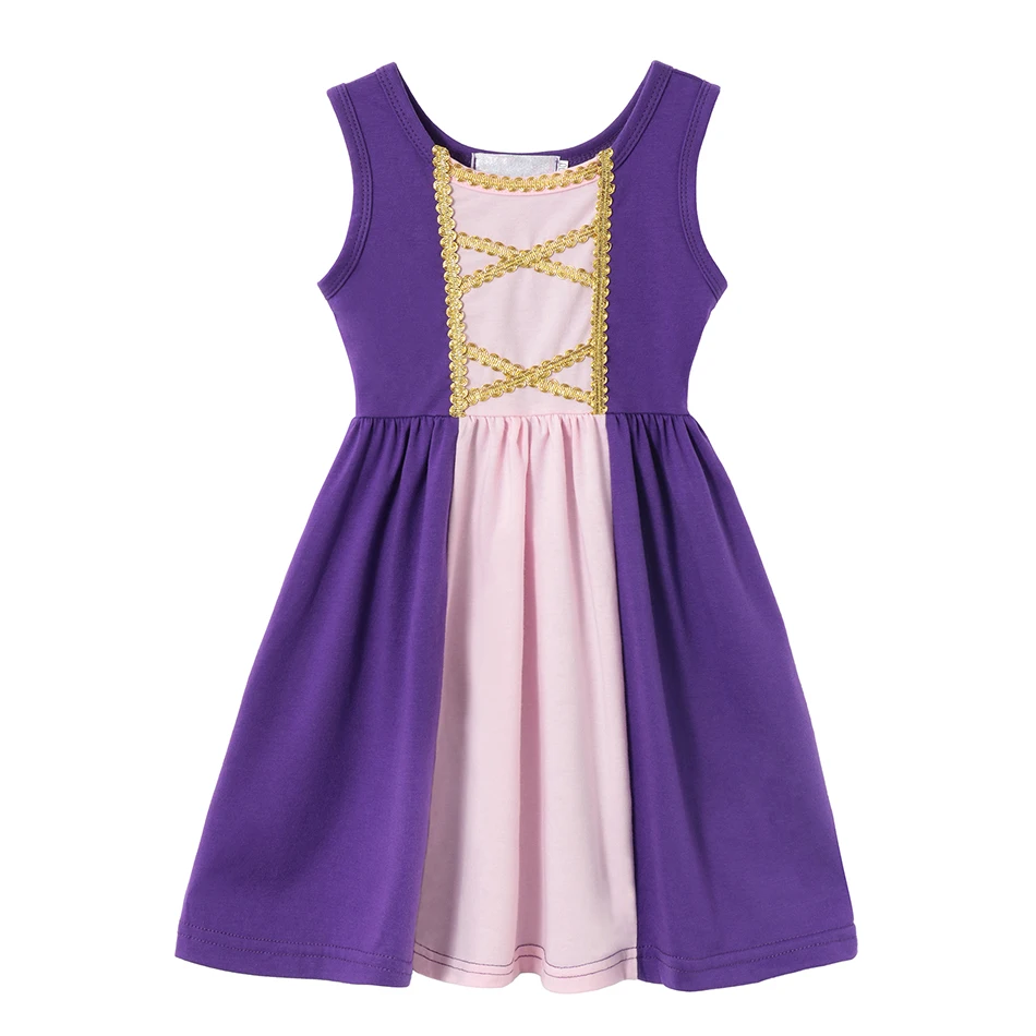 thumbnail image 1 of Disney-vestido de Frozen para niña, disfraz de Rapunzel, sirena, Ariel, Cenicienta, Princesa, ropa informal de verano, 1 of 5