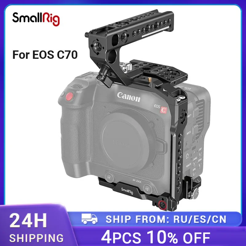 Kit Palmare Per Gabbia Per Fotocamera Smallrig Per Eos C70 Per Canon Con Supporti Arri 3/8 "-16 Fori Per Riprese Stabilizzatori Dji Rs2/Rsc 2