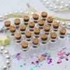 50/10Pcs Mini Clear Glass Bottles with Wood Cork Stopper Message Bottles Empty Spice Tiny Jars Wishing Drifting Bottle DIY Gift 3