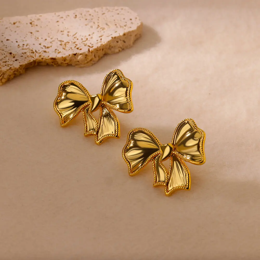 Bow Stainless Steel Stud Earrings for Women