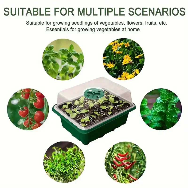 Seed Starter Tray Plant Starter Kit Mini Greenhouse Germination Kit for Seeds Growing Nursing Care Seedling Box Grow Pots