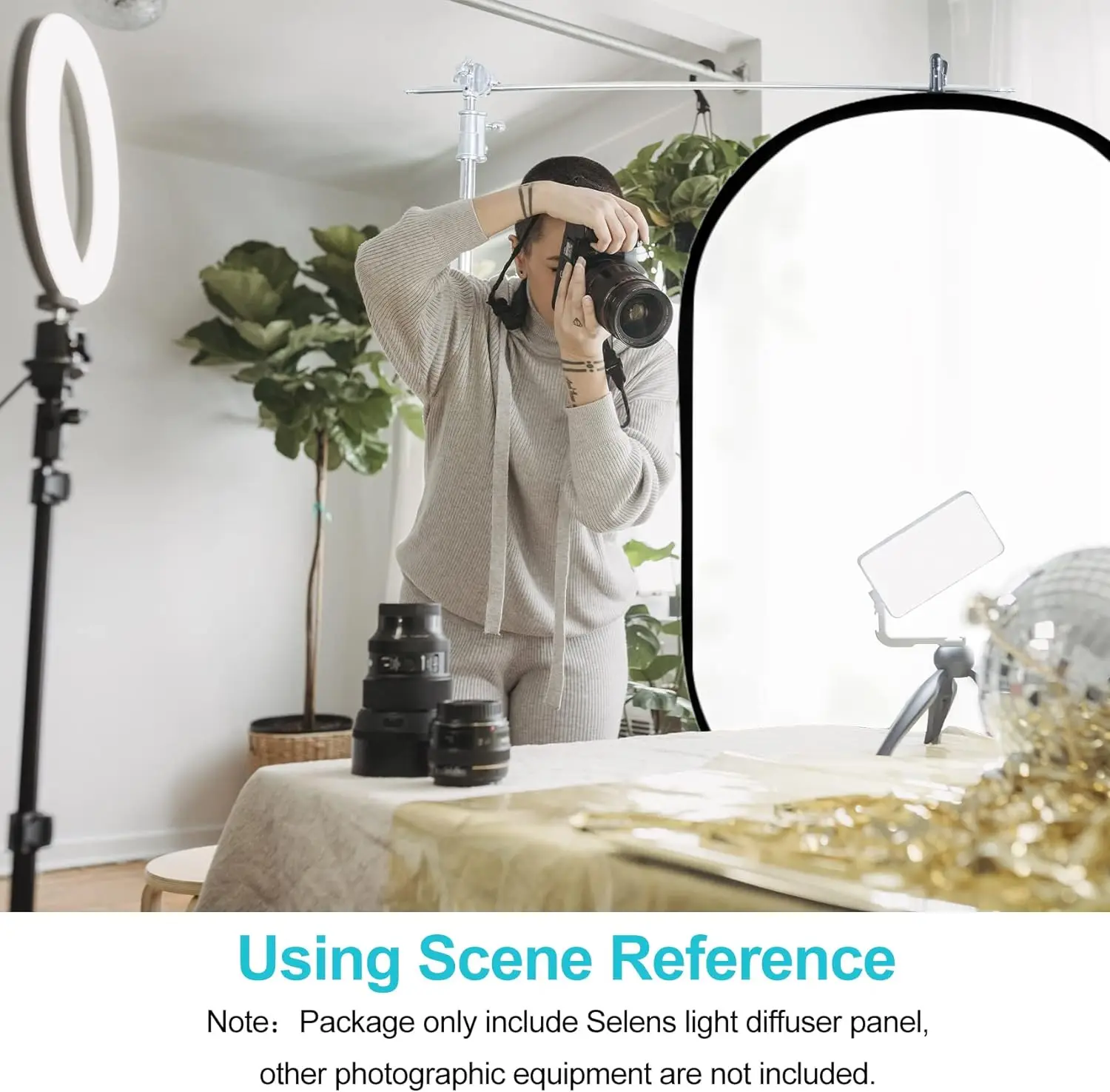 Selens 60 x 90cm Photography Diffuser Reflector Foldable Soft Backdrop White Diffuser for Studio Portrait Product Outdoor Record
