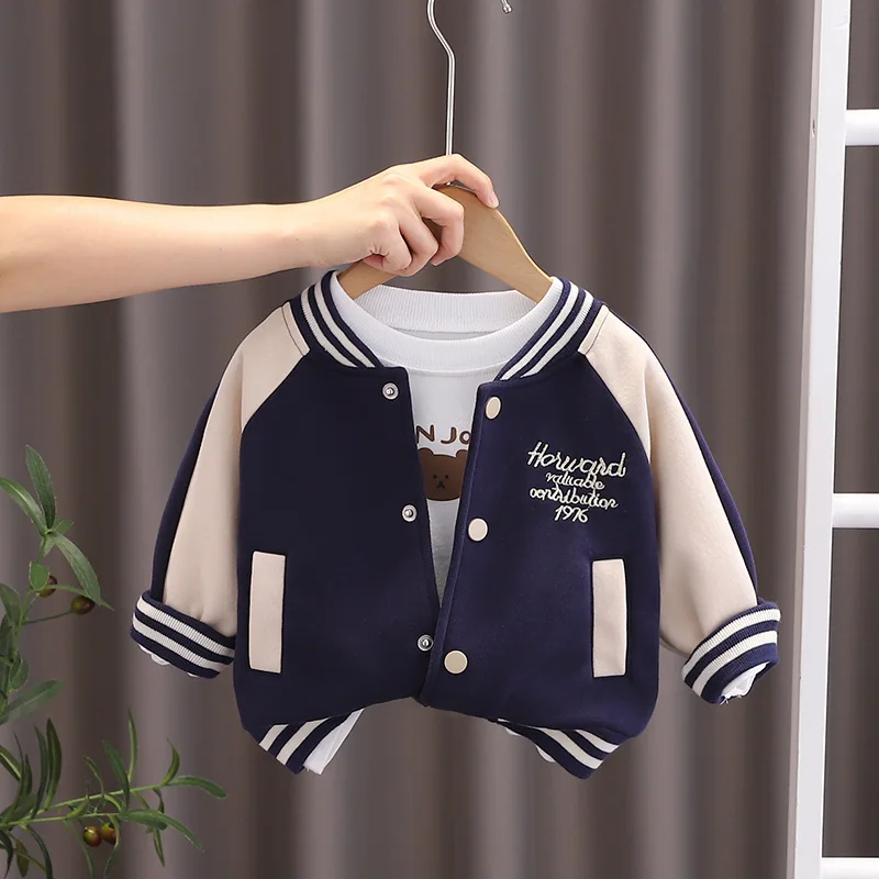 Boys Baseball Coat Children Cartoon Letter Button Jacket Spring Autumn Girls Cute Fashion Casual Clothes 12M-6 Years