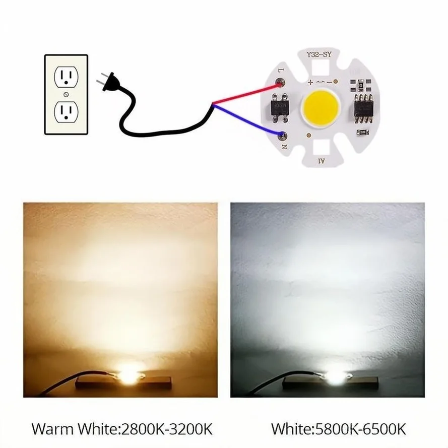 RnnTuu Y32 COB LED Chip Lamp Matrix AC 220V 3W 5W 7W 9W 12W For Floodlight Spotlight No Need Drive Projector Light Bulb beads led lamp led chip led lamp bulb led lamp beads