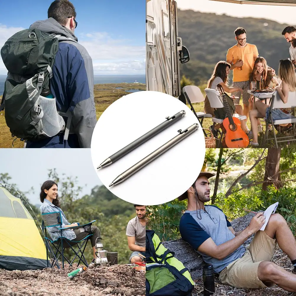 

Portable Mini Titanium Pen Outdoor Travel Camping Portable Gadget Ballpoint Equipment Writing Keychain 2 Pen EDC Color U6O8