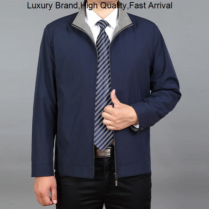

Spring Fashion Business Stand Collar Man Autumn Casual Coat Windbreaker Jacket High Quality Men Blazer Solid
