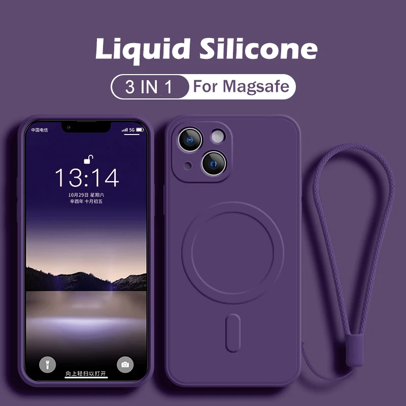 Custodia In Silicone Con Cordino Per IPhone 13 Pro Max - Nero - Protezione Antiurto Con Cinturino Regolabile - Hands-Free