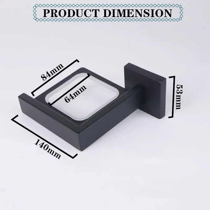 Description Picture 4 of itemBlack Square Toilet Brush Holder Paper Holder Bathroom Shelf Rack Double Towel Bar Robe Hook Cup Holder SUS304