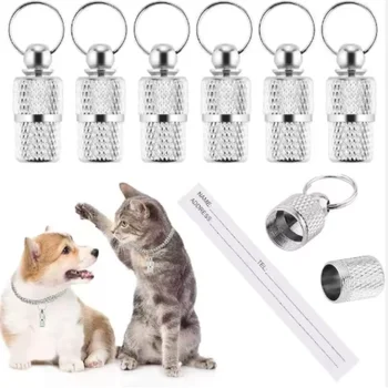 Anti-perdido pet cão gato id tag metal tubo de armazenamento colar acessório nome do animal de estimação endereço id pingente para animais de estimação identificação de segurança