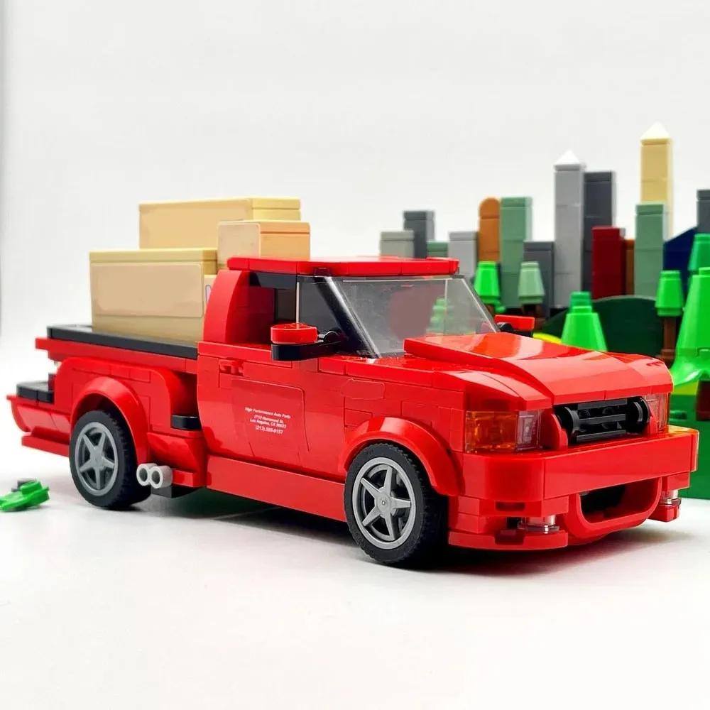 poladeer 362PCS F-150 Lightning champion series DIY racing car custom assembled building blocks educational toys ornaments gift
