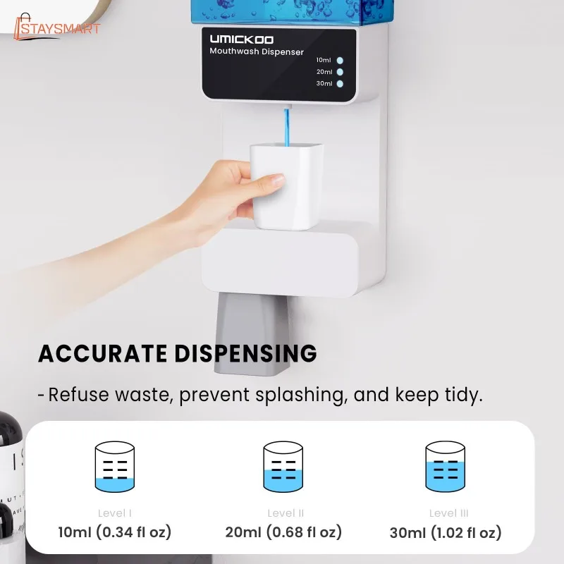 700mL Automatic Touchless Mouthwash Dispenser Wall Mounted Bathroom Mouth Wash Dispenser with