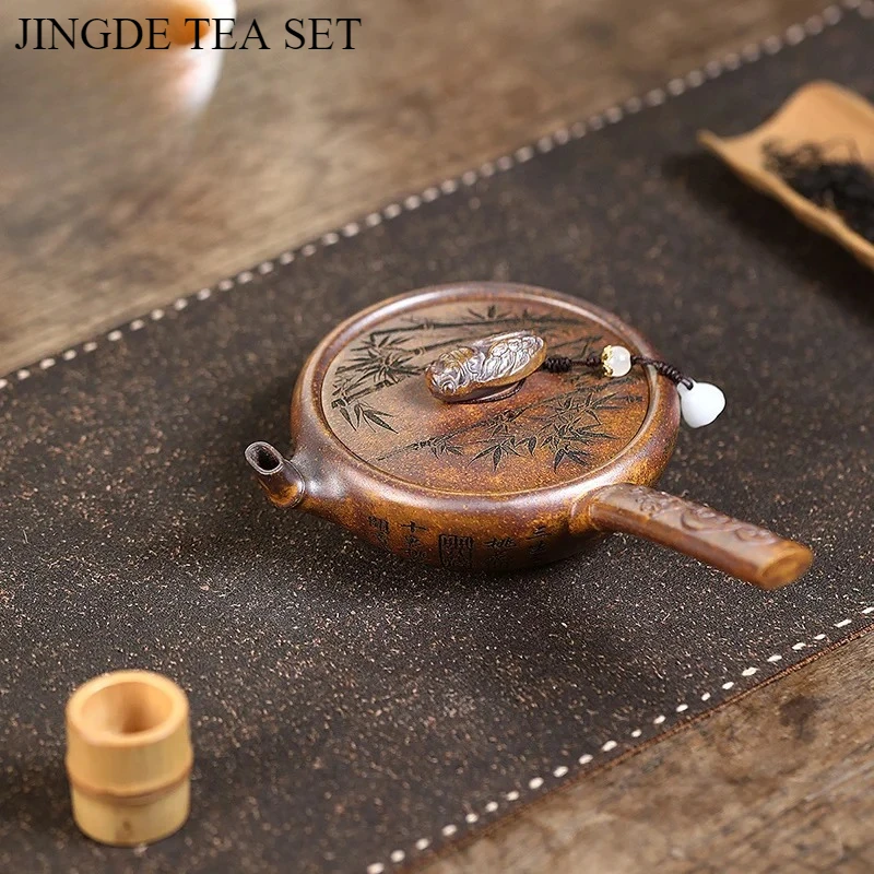 High-end Yixing Handmade Purple Clay Teapot, Raw Ore, Dragon Bone, Gold Sand, Tang Yu Tea Pot, Kung Fu Tea Set 180ml