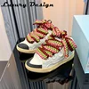 New Club Sneakers Women Mixed Colors Designer Luxury Sneakers Platform Real Leather Top Quality Men Brand Trainer Thick Shoelace 1