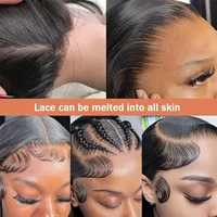 30 pouces naturel noir 360 dentelle avant droite perruques de cheveux humains 360 HD transparent pleine dentelle sans colle perruques cheveux humains pré plumés 5