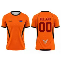 Maillot de football imprimé drapeau néerlandais, décontracté, respirant, à manches courtes, pour l'été, pour hommes, pour la salle de sport, l'entraînement sportif, le football 4