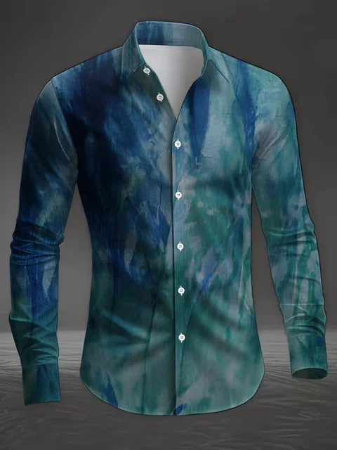 New men's fashionable 3D animal printed shirt with casual long sleeves and flower button design, fashionable shirt top 2
