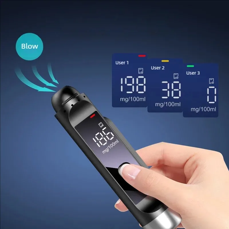 Portable Alcohol Tester LCD Display Drunk Driving Test Portable Breathalyzer Alcohol Detector Temporary Parking Number Plate
