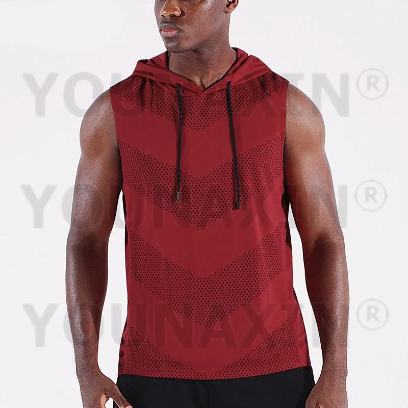 Men Sports Hooded Vest Quick-drying Sleeveless Top Basketball Running Marathon Fitness Sportswear Quick-Drying L XL 2XL 3XL 4XL 4