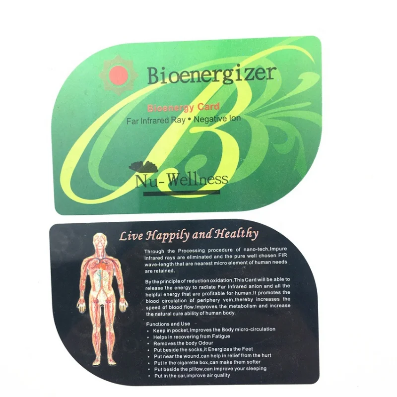 Custom  5060 Bioenergizer Negative ion  energy card with mineral Far infrared, 3000cc for healthy 85*54mm, 0.8-1.3thickness , OE infrared