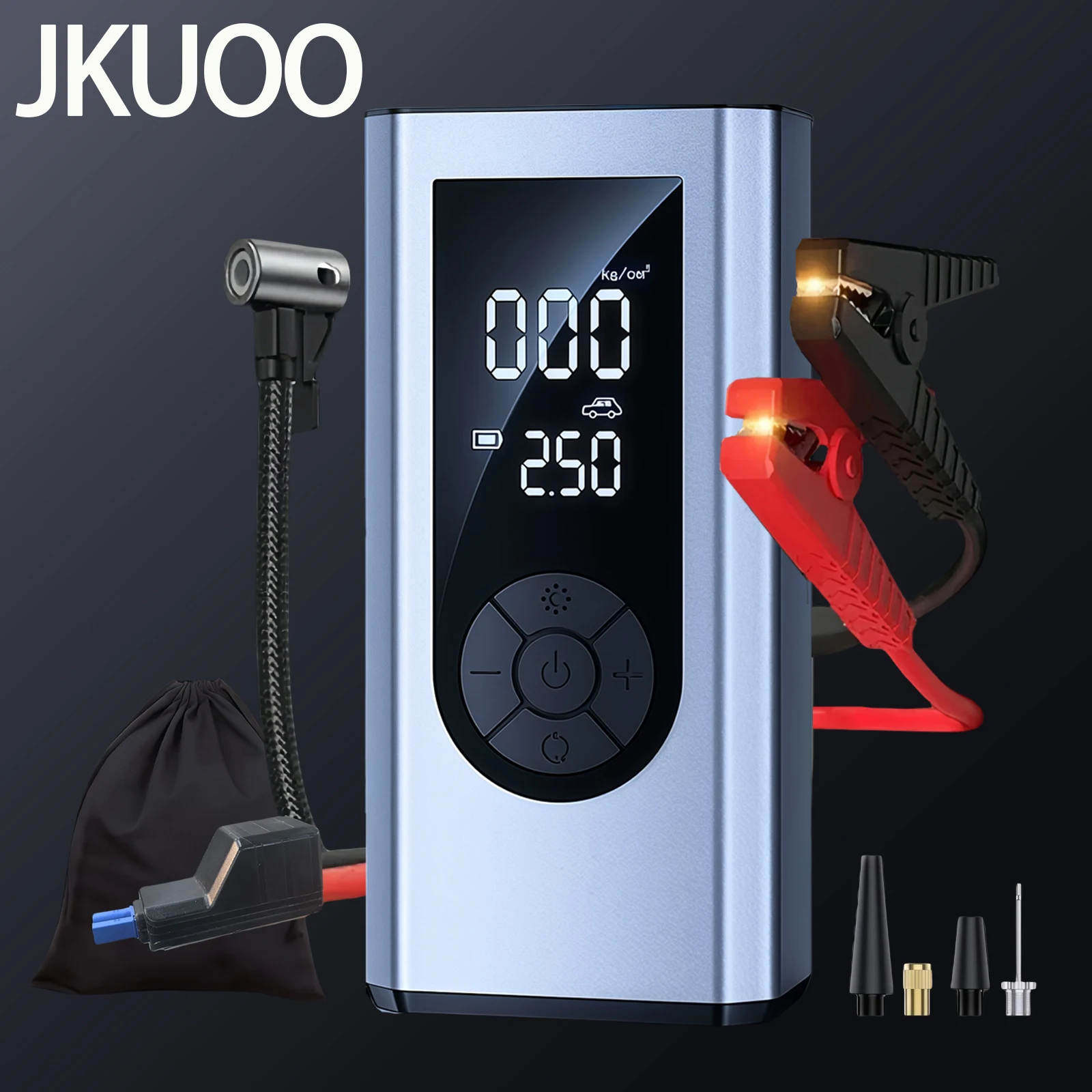 JKUOO 5-in-1 Portable Car Jump Starter with 150PSI Air Compressor Power Bank Booster Automotive Tire Inflator Car Starting Device car jump starter jump starter