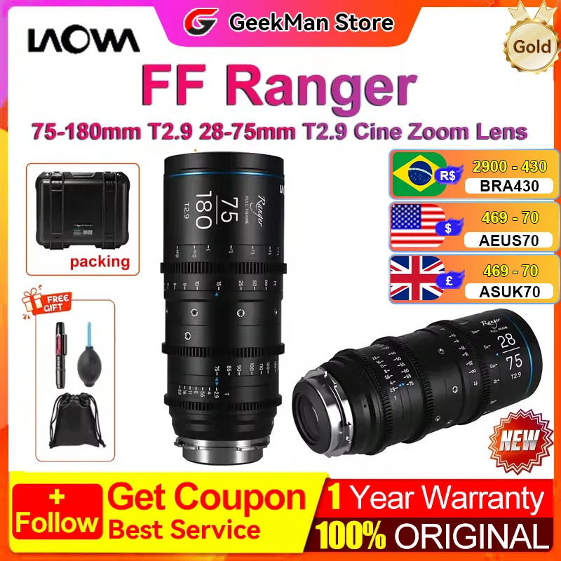 비너스 옵틱스 Laowa FF 레인저, 전문 시네마 렌즈, 풀 프레임 시네 줌 렌즈, PL EF 마운트용, 75-180mm, T2.9..