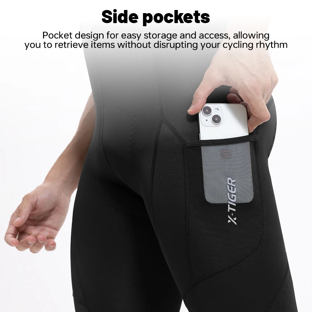 Winter Men's Cycling Trousers X-TIGER Mountain Bike Long Pants 5D Gel Pad Cycling Bib Pants Keep Warm Bicycle Tights