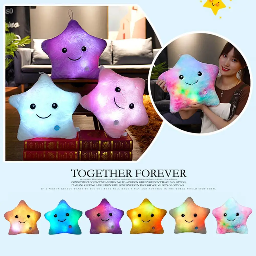 20CM Colorful Toy Luminous Pillow Soft Stuffed Plush Glowing Stars Creative Cushion Led Light Toys Gift For Kids Children Girls, Plush Toy