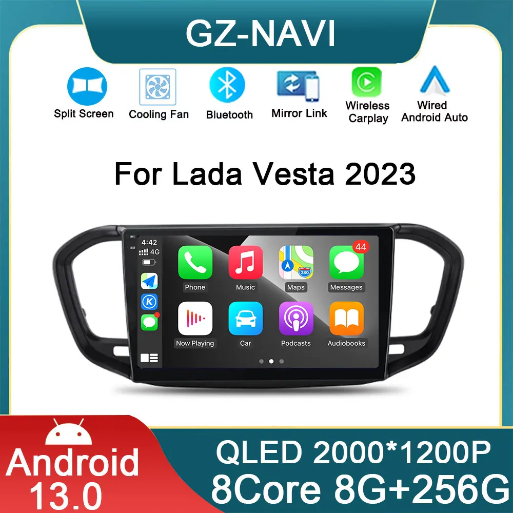 

Автомобильный мультимедийный плеер QLED, 9 дюймов, Android 13, радио, для Lada Vesta 2023, GPS-навигация, без DVD, типоразмер 2DIN, стандарт Wi-Fi, BT