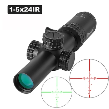 1-5X24 Tactical Optical Rifle Scope Red and Green Illuminated Reticle Hunting Scopes Compact Scope Ar15 Sight 1
