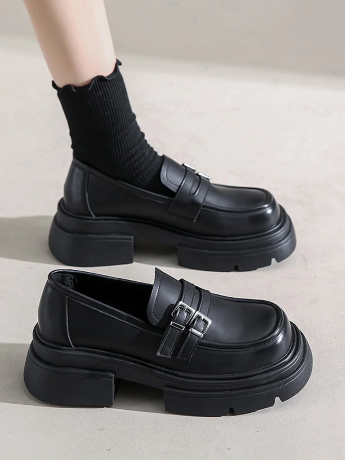 

Women Shoes Autumn Loafers With Fur British Style Slip-on Round Toe Oxfords Female Footwear Casual Sneaker Fall On Heels Preppy