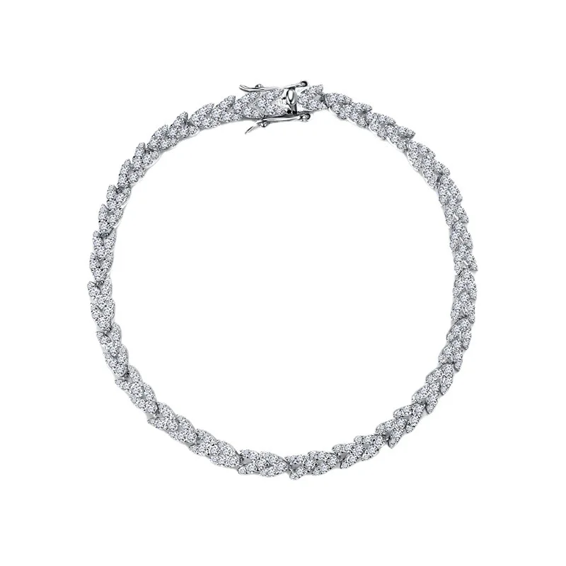 

S925 Silver Bracelet Wheat Ear Style Fashion Versatile Full Diamond Chain Fresh and Advanced Sense