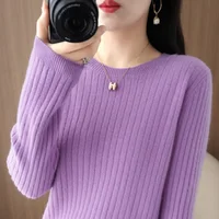 2025 Women Sweaters Autumn Winter Long Sleeve Pullovers O-neck Stripe Warm Pullover Korean Fashion Bottoming Shirts Loose Jumper - Image 3