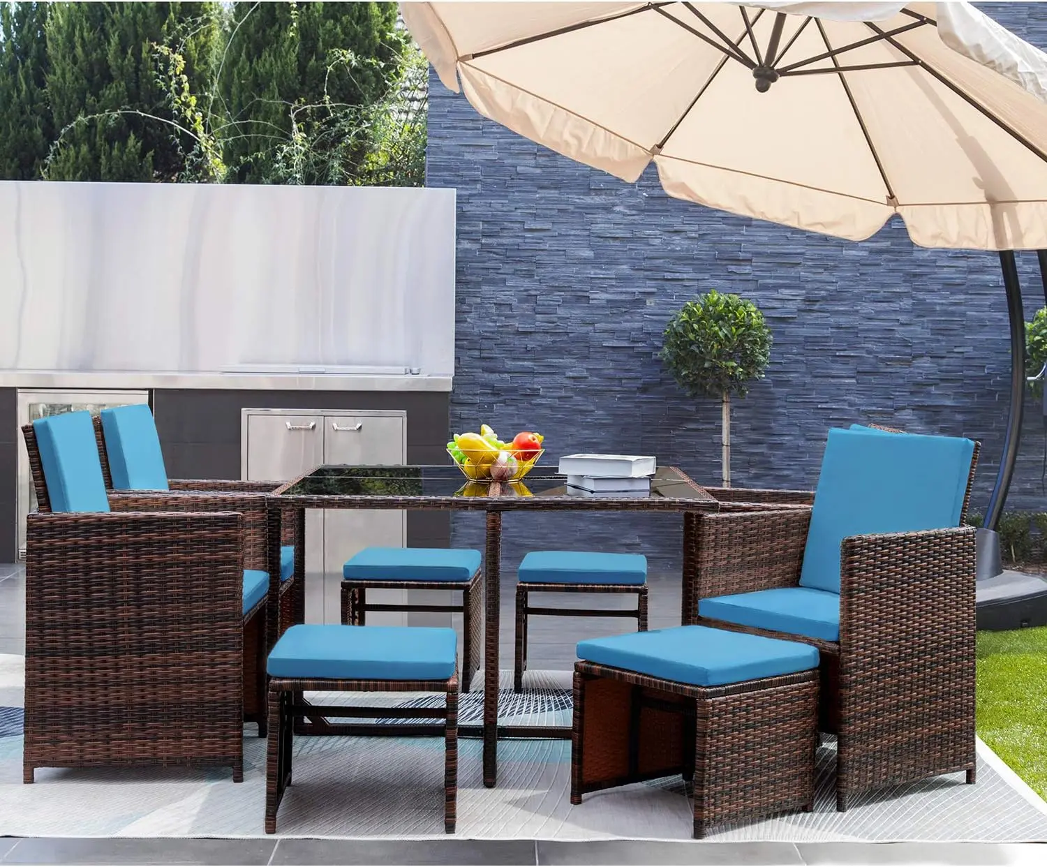 9 Pieces Patio Table and Chairs 2