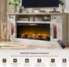 Fireplace TV Stand - Farmhouse Entertainment Center with 42" Electric & LED Lights, Wood Media Console , Antique Brush White 5