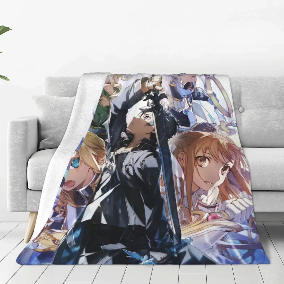 Anime Kazuto Kirigaya Knitted Blankets Sword Art Online Fuzzy Throw