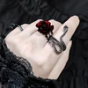 Red Rose Gothic Victorian Rings Adjustable Finger Rings Goth Trendy Flower Open Rings Halloween Party Jewelry Wedding 1